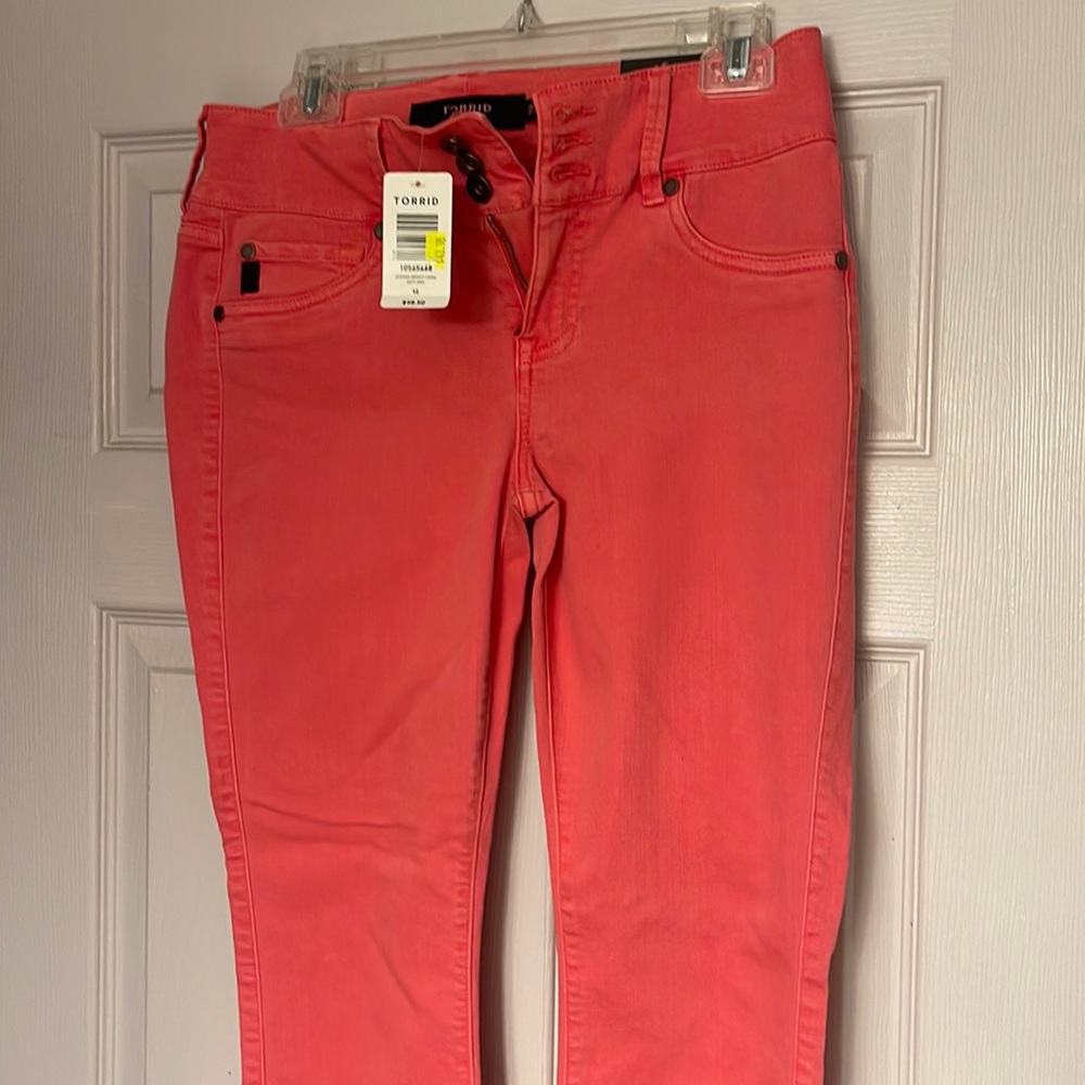 Torrid size 10R jeggings  in bright coral. Never worn